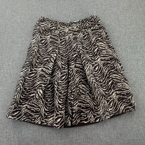 Ann Taylor Dresses & Skirts - Ann Taylor‎ Wool Skirt Pleated Animal Print 0 Petite Lined Wool. Cotton & Silk